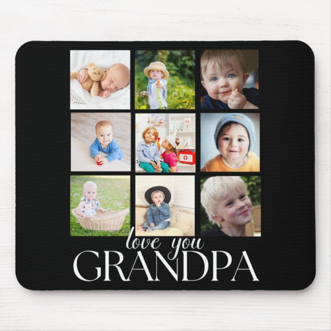 Love You Grandpa Beautiful Collage 9 Photos T Shir Mouse Pad (Front)