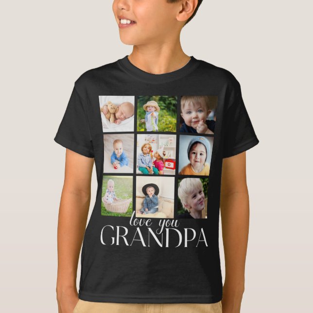 Love You Grandpa Beautiful Collage 9 Photos T Shir T-Shirt (Front)