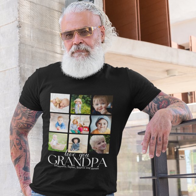 Love You Grandpa Beautiful Collage 9 Photos T-Shirt (Creator Uploaded)