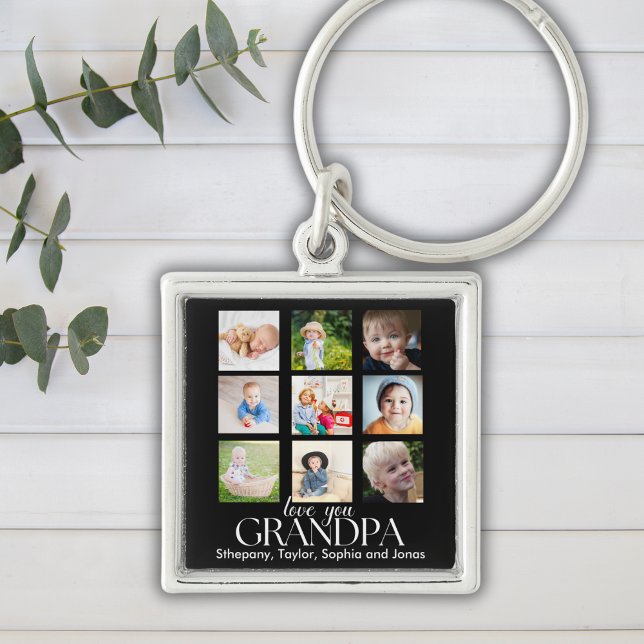 Love You Grandpa Beautiful Collage Photos Key Ring (Creator Uploaded)