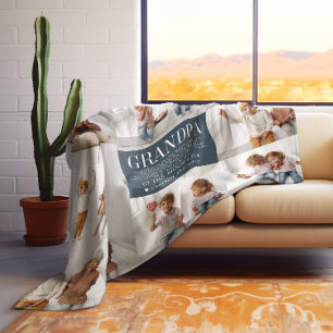 Love You Grandpa   Custom Message Photo Collage Fleece Blanket