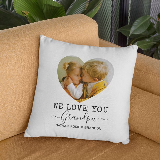 Love You Grandpa heart Photo Cushion (Creator Uploaded)