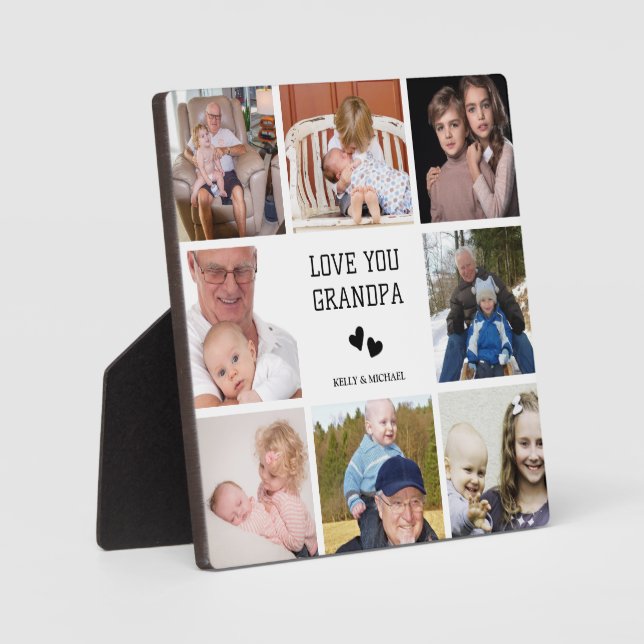Love You, Grandpa | Modern Collage Photo Plaque  (Front)