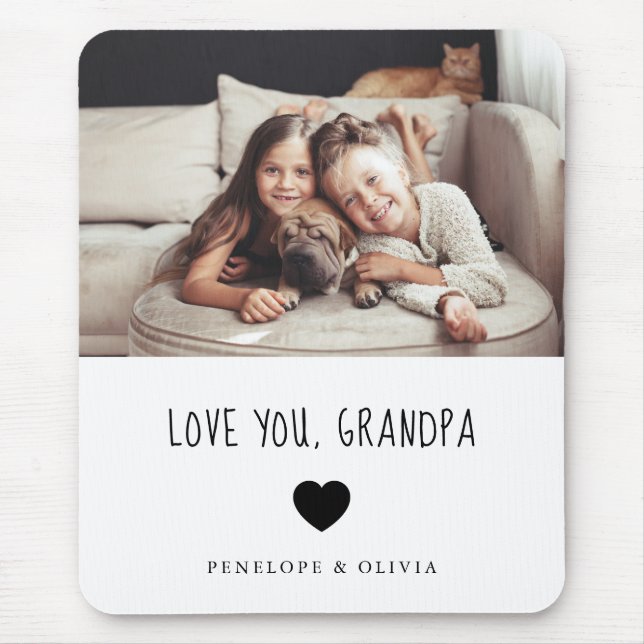 Love You Grandpa | Your Photo and Handwritten Text Mouse Pad (Front)