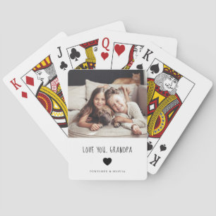 Love You Grandpa Your Photo and Handwritten Text Playing Cards