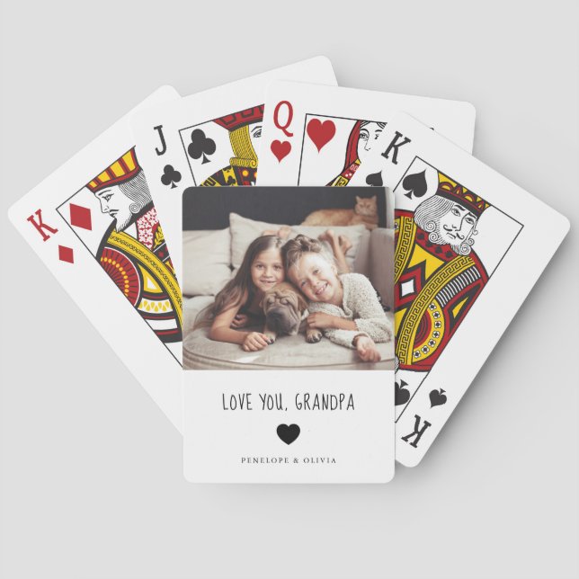 Love You Grandpa | Your Photo and Handwritten Text Playing Cards (Back)