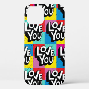 Love you. Hand lettering pattern for Valentine's d iPhone 12 Case