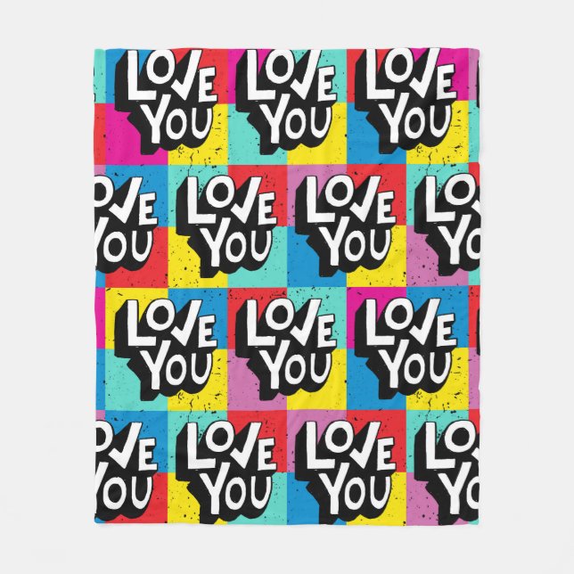 Love you. Hand lettering pattern for Valentine's d Fleece Blanket (Front)