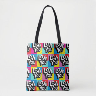 Love you. Hand lettering pattern for Valentine's d Tote Bag