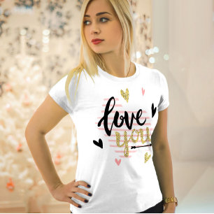 Love You Happy Valentine's Day Modern Cute Gift T-Shirt
