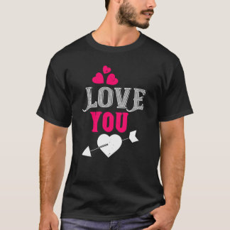 Love You Heart and Arrow Design T-Shirt