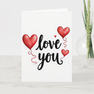 Love You Heart Balloons Card