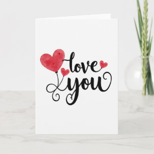 Love You Heart Balloons Sweet Card