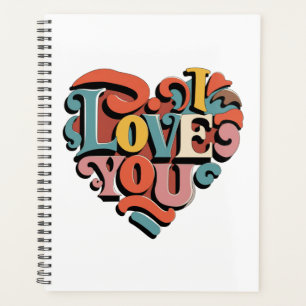 Love You Heart Retro Psychedelia Planner
