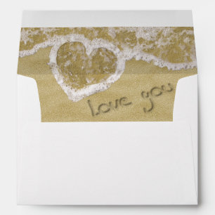"Love you" Heart written in Sand Envelope