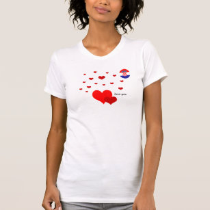 Love You, Hearts & Croatia Flag Fashion / sports T-Shirt