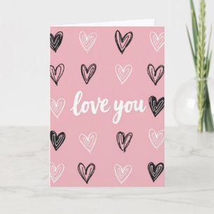 Love You Hearts Sketchy Card