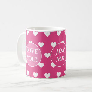 "Love You!" Initials Valentine's Day  Coffee Mug