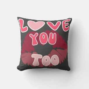 Love You Kiss Mark Romantic Lip Print Design Cushion