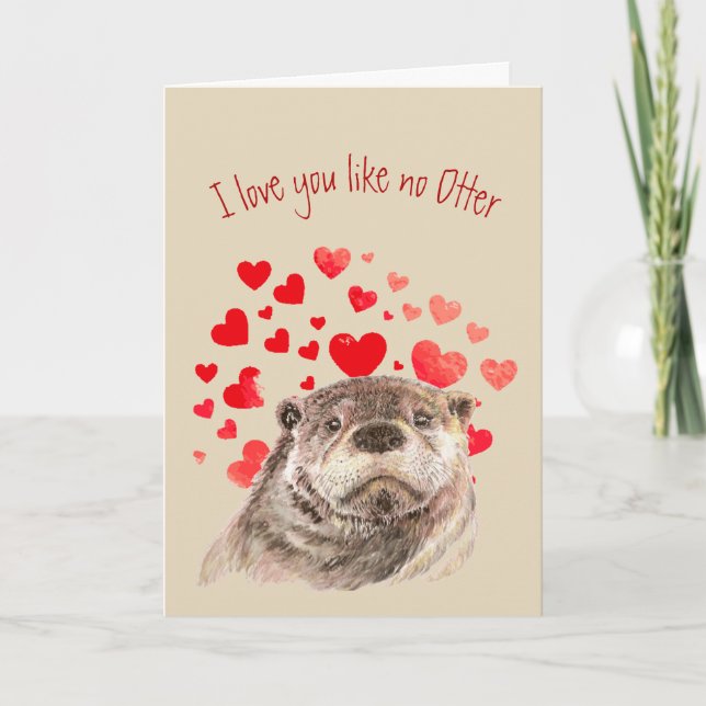 Love You like no Otter Fun Cute Otter Animal Holiday Card (Front)
