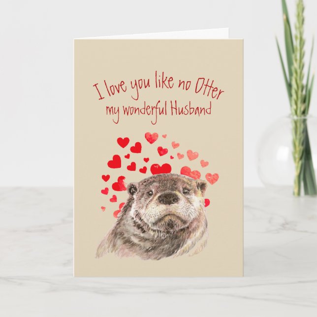 Love You like no Otter Fun Cute Otter Husband Holi Holiday Card (Front)