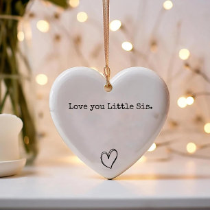 Love you Little Sis / Chic Heart Sister Keepsake Ceramic Tree Decoration