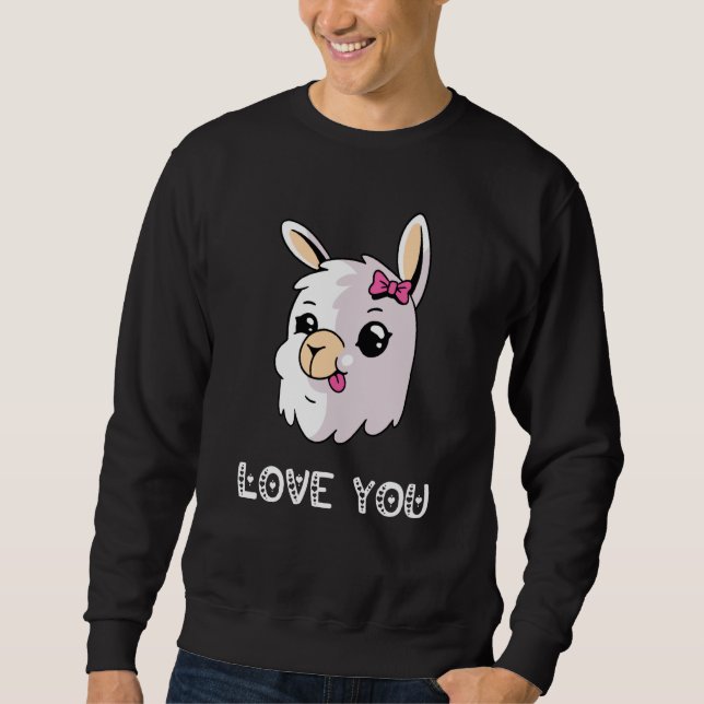 Love You Llama Valentine's Day Lovely Date Nights  Sweatshirt (Front)