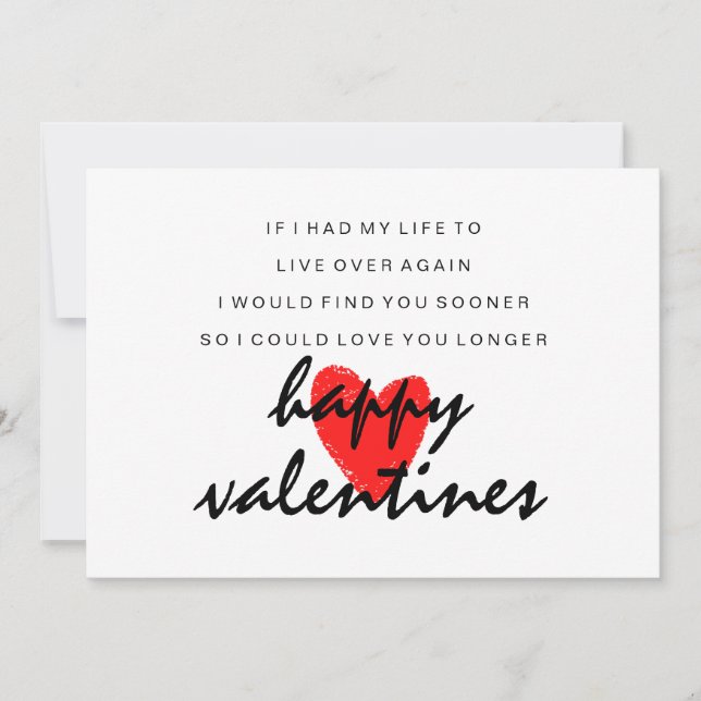 Love You Longer Poem Valentines Day Card (Front)