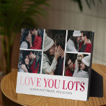 Love You Lots 5 Photo Plaque<br><div class="desc">Custom family picture plaque featuring a 5 photo collage,  the words "love you lots" in a pink/red gradient typeface,  and a text template for you to personalise.</div>