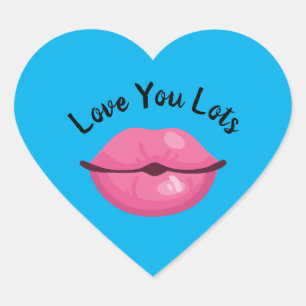 Love You Lots Kissy Lips Heart Sticker