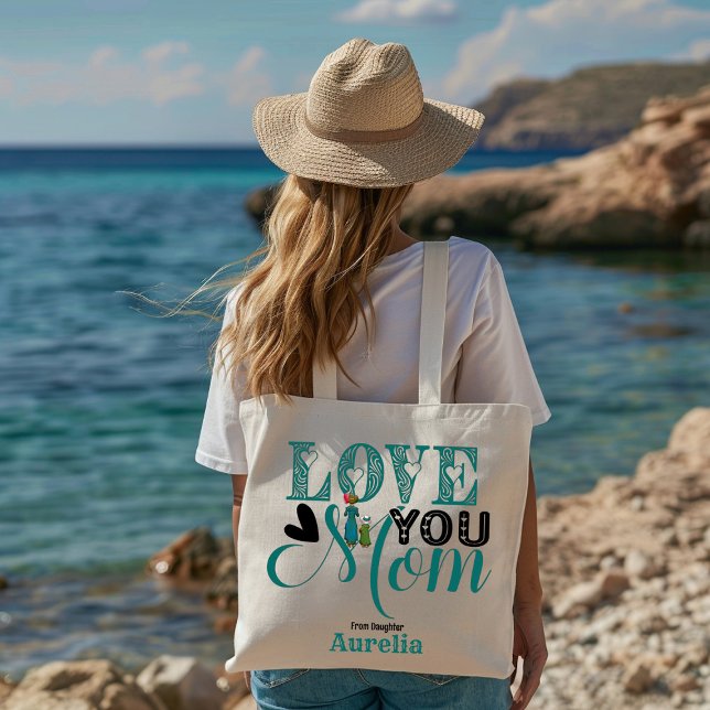 Love You Mama Modern Typography Mother's Day Cute Large Tote Bag (Love You Mama Modern Typography Mother's Day Cute Large Tote Bag)