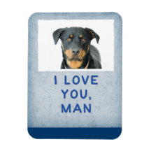 Love You Man, Light Blue Custom Dog Photo Magnet