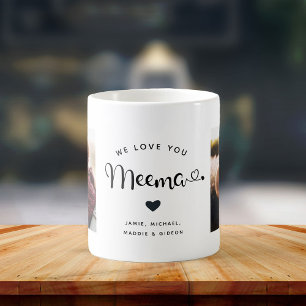 Love you Meema Hearts Custom Two Photo Coffee Mug
