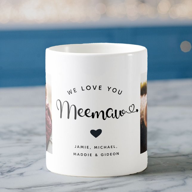 Love you Meemaw Hearts Custom Two Photo Coffee Mug (Creator Uploaded)