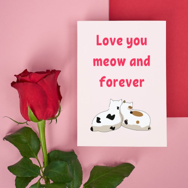 Love you meow and forever | Cats Pink Valentines Postcard (Creator Uploaded)