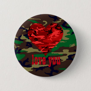 Love You Military Valentine Button