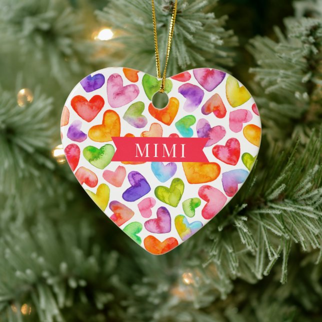 Love You Mimi | 2 sided Ceramic Ornament (Tree)