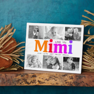 Love You Mimi Colourful Bold Modern 6 Photo Collag Plaque