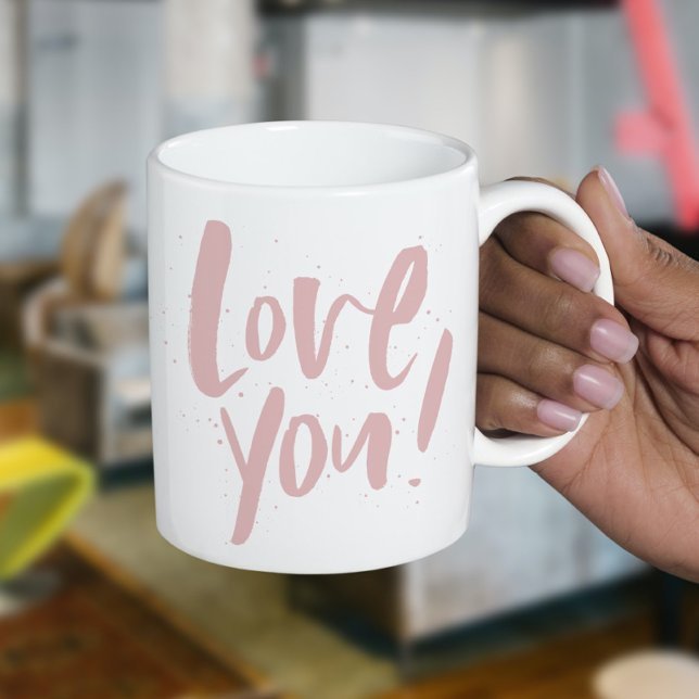 Love you modern blush pink Valentine's Day Coffee Mug (Creator Uploaded)