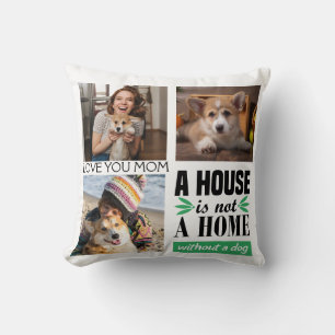 Love you Mom custom three photo collage with quote Cushion