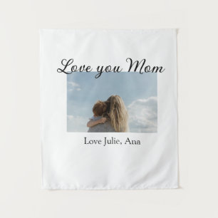 love you mom mothers day add photo name simple tapestry