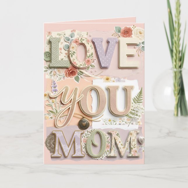 Love You Mom Mother's Day Scrapbook Photo Card (Front)