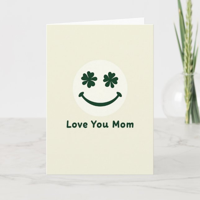 Love You Mom Smiling Face Card (Front)