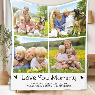 Love You MOMMY Custom Mother's Day 4 Photo Collage Fleece Blanket