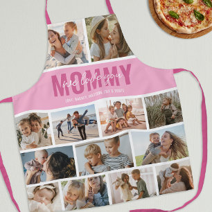 Love You Mommy Photo Collage Pink Apron