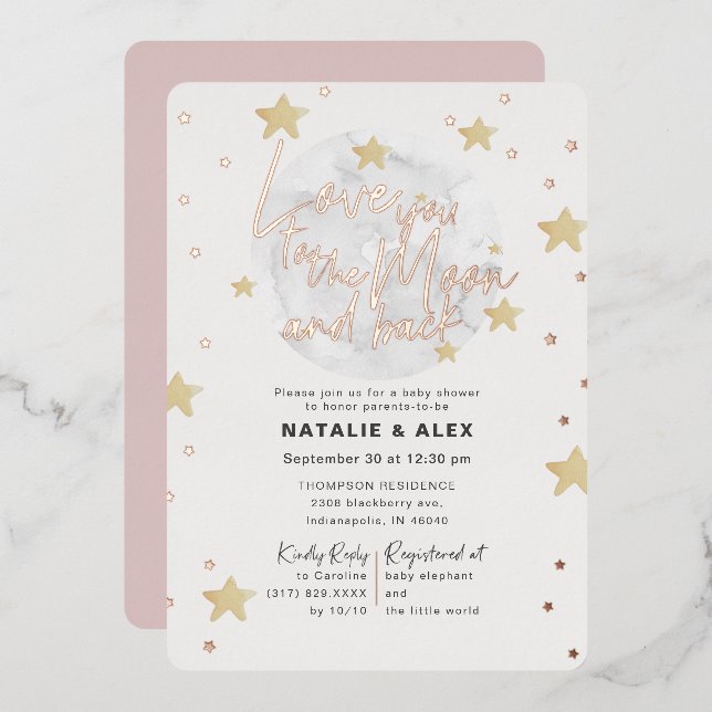 Love You Moon & Back Girl Baby Shower (Front/Back)