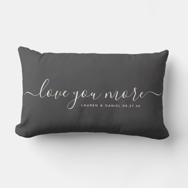 Love you More Custom Name Valentine's Day Newlywed Lumbar Cushion (Front)