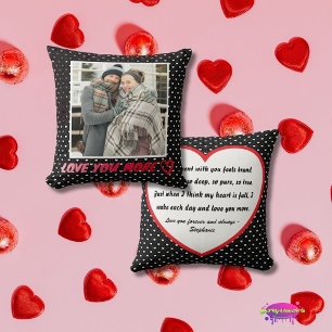 "Love You More" Custom Photo and Love Poem Hearts Cushion