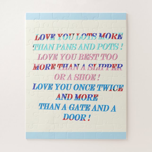Love you more occasion gift with words jigsaw puzzle (Vertical)