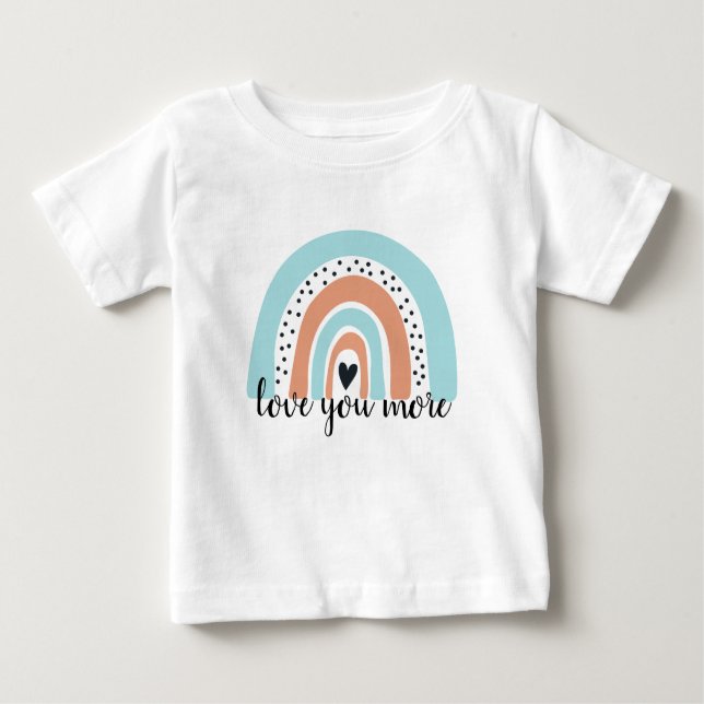 Love You More Rainbow Heart Blue Peach Baby T-Shirt (Front)